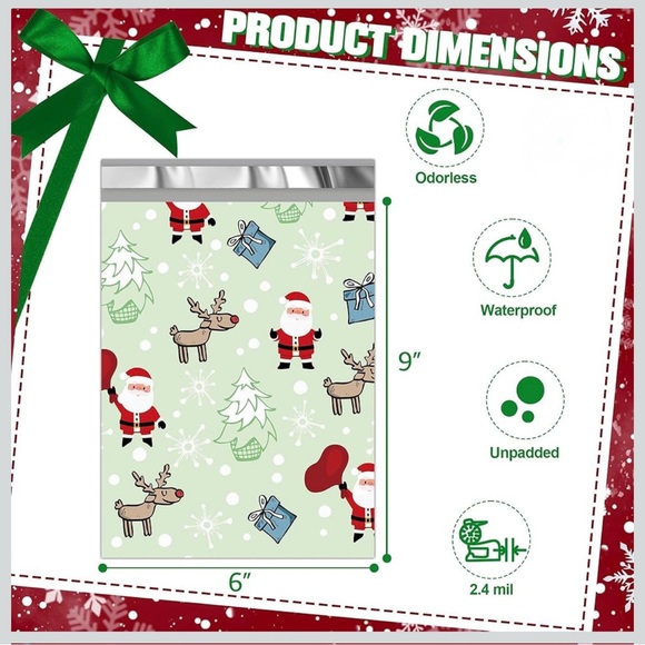 10 Poly Mailers 6x9 Variety Pack Christmas NIP - Picture 3 of 14